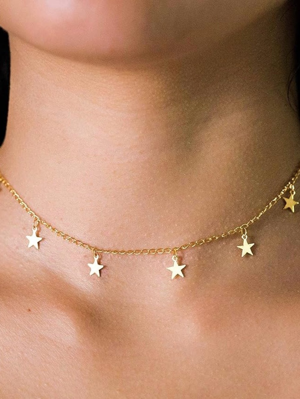 Dainty Minimalist Gold Star Choker Necklace